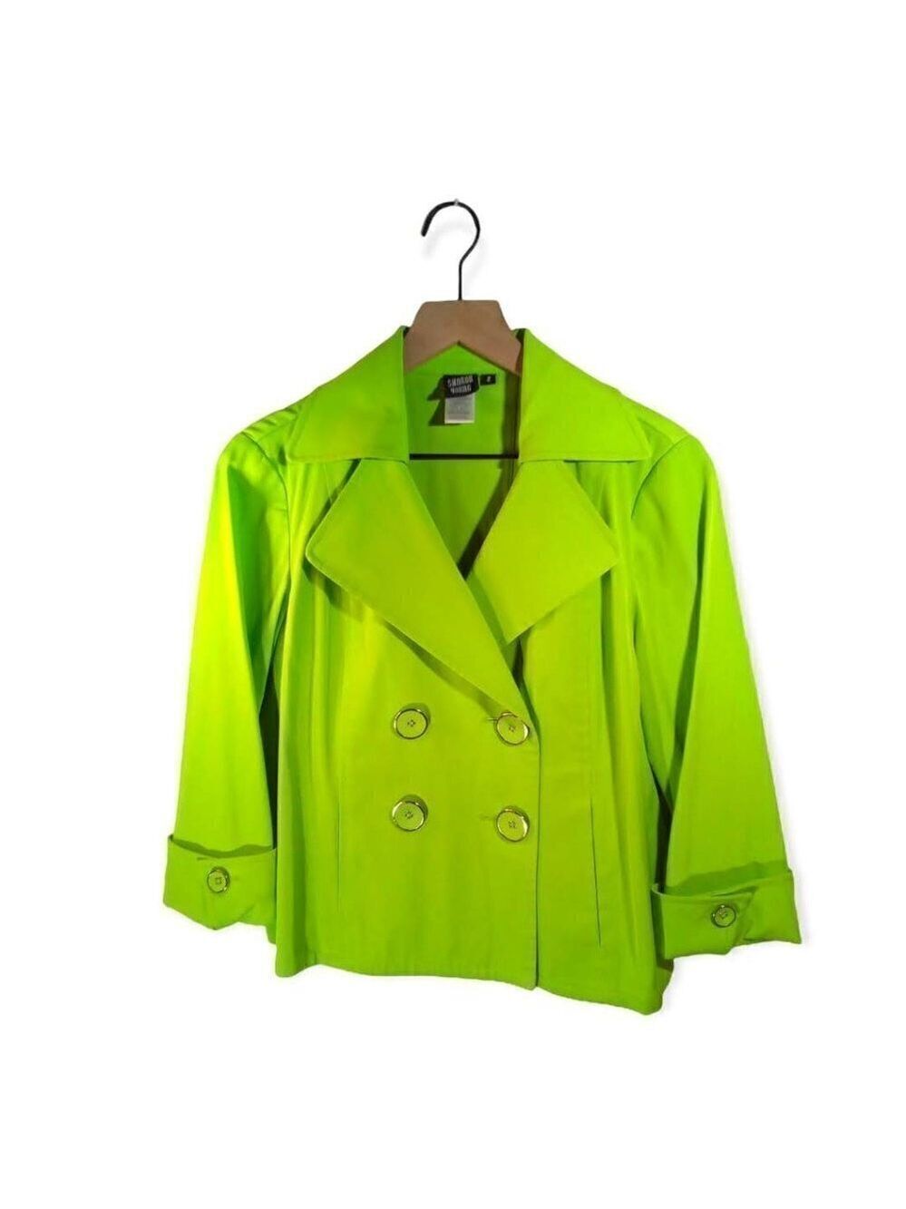 Sharon Young Lime Green Double Breasted Pea Coat Size 2
